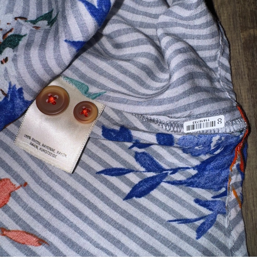 Anthropologie Maeve Blue Floral Striped Shirt - Picture 10 of 10